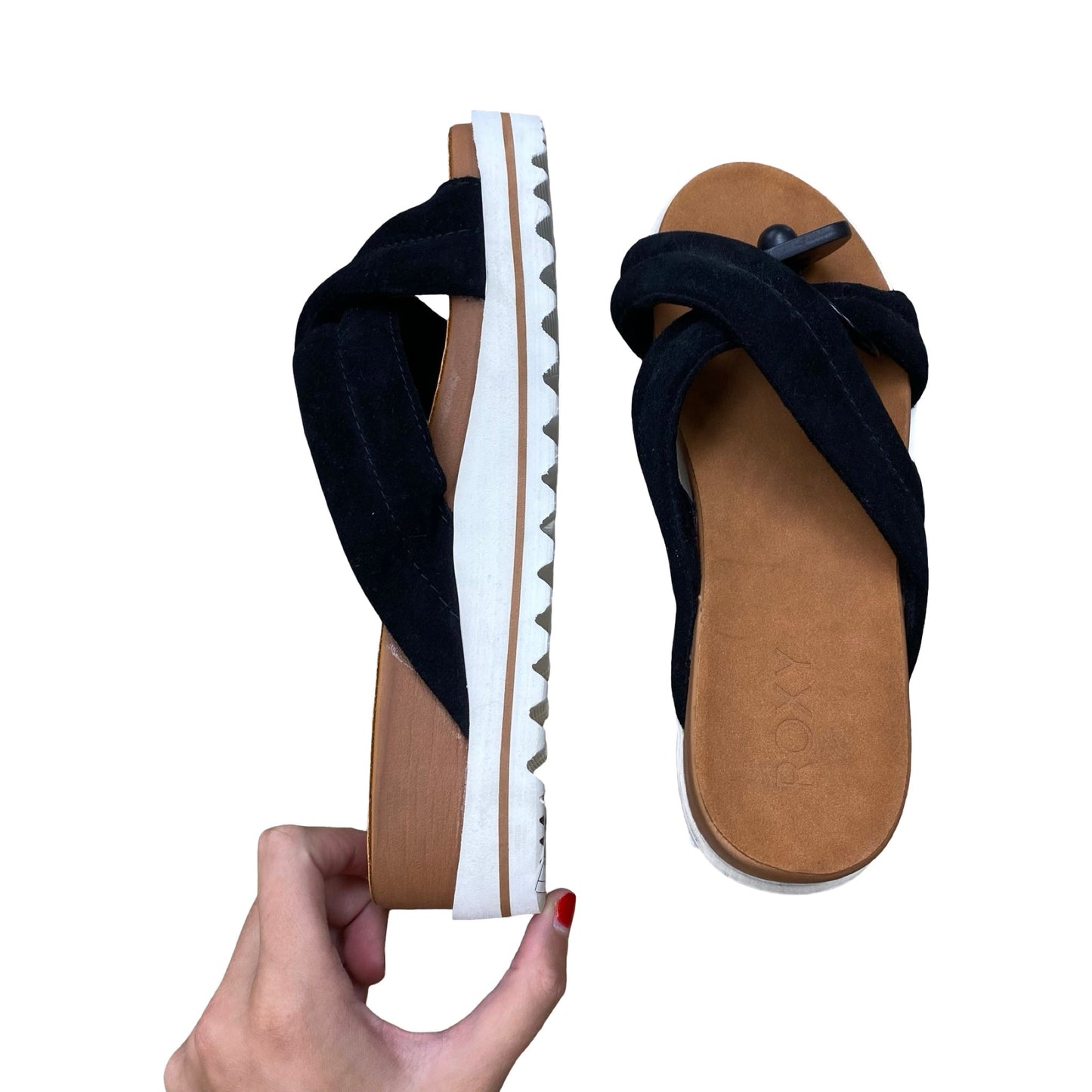 Shoes Flats By Roxy In Black & Brown, Size:9