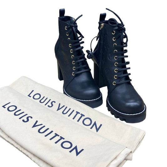 Boots Luxury Designer By Louis Vuitton In Black, Size:8.5