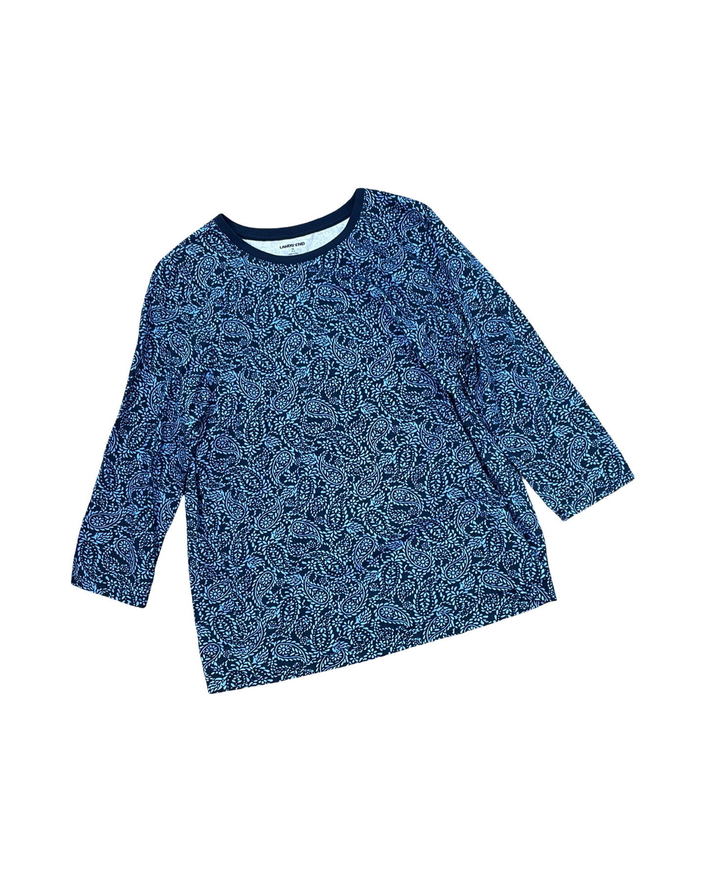 Top 3/4 Sleeve By Lands End In Blue, Size:M