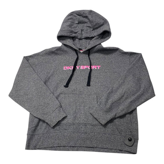 Athletic Sweatshirt Hoodie By Dkny In Grey & Pink, Size:M
