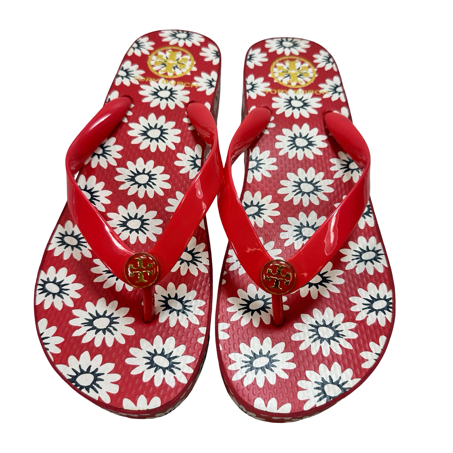 Wedge flip flops Sandals Designer By Tory Burch In Red, Size: 8.5