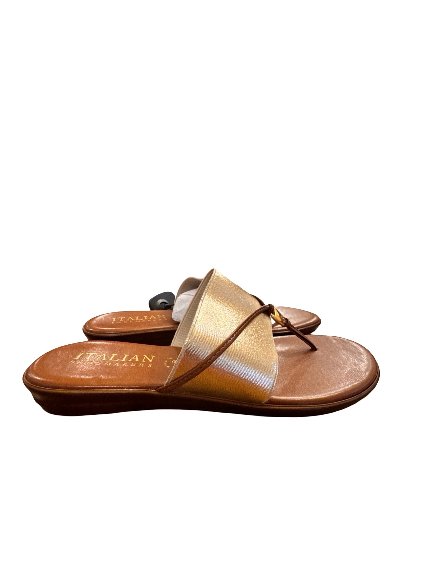 Sandals Flats By Italian Shoemakers In Gold, Size:10