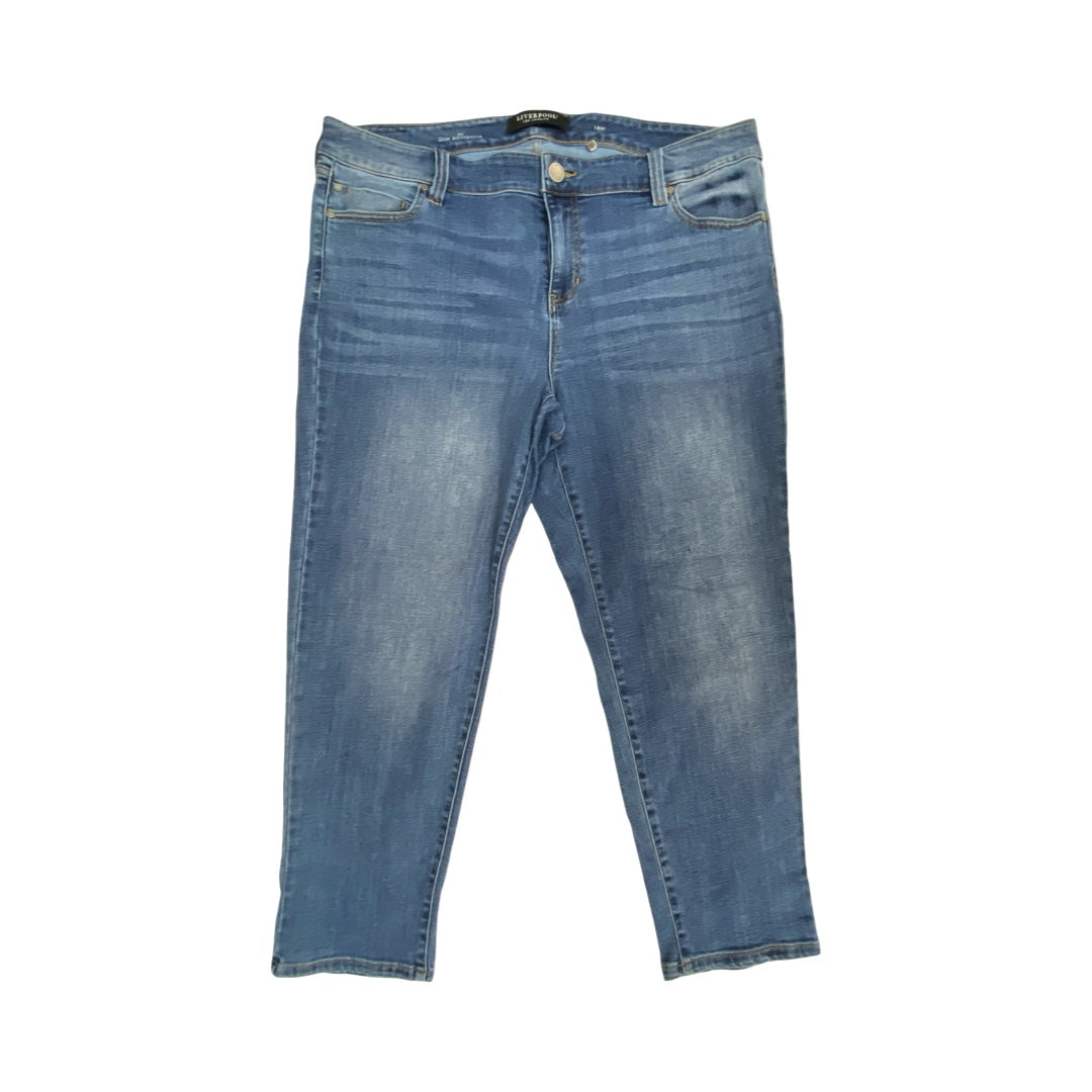 Jeans Boyfriend By Liverpool In Blue Denim, Size:18