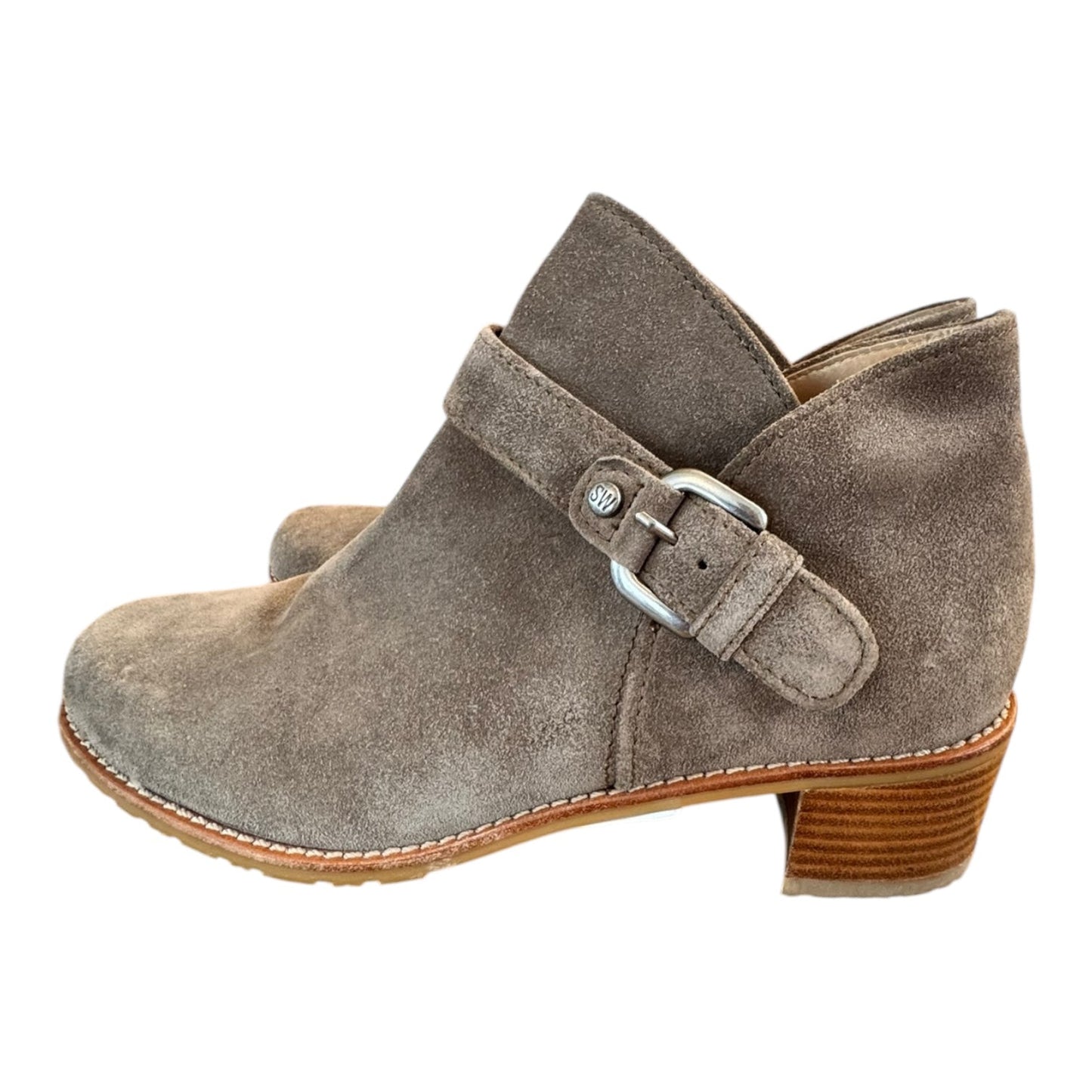 Boots Designer By Stuart Weitzman In Taupe, Size:9.5