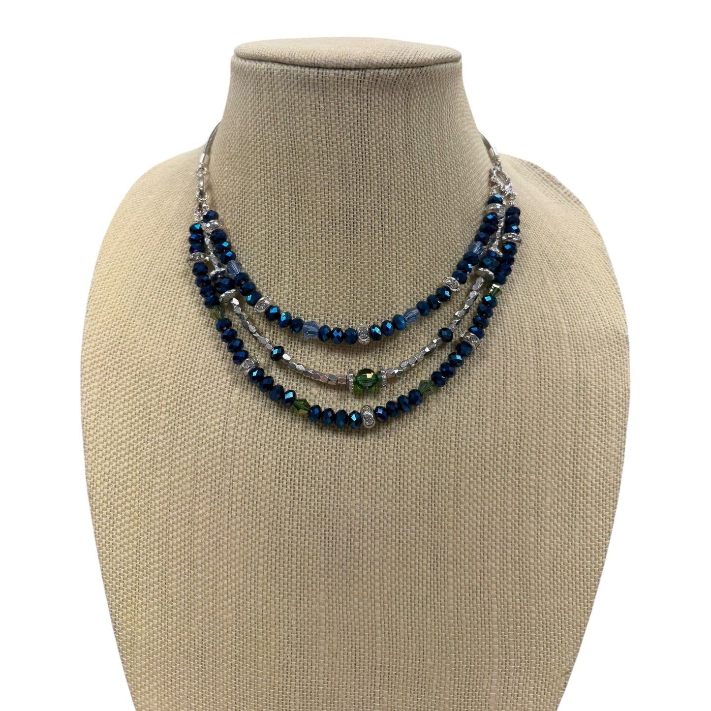 Necklace Statement By Nine West In Blue & Silver