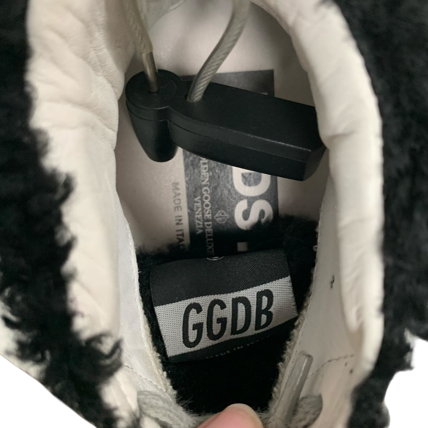 Shoes Luxury Designer By Golden Goose In Black & Silver, Size: 7.5