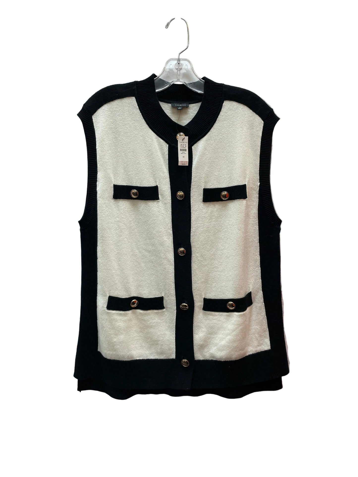 Vest Sweater By Talbots In Black & White, Size:M