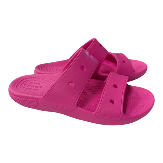 Sandals Flats By Crocs In Pink, Size:7