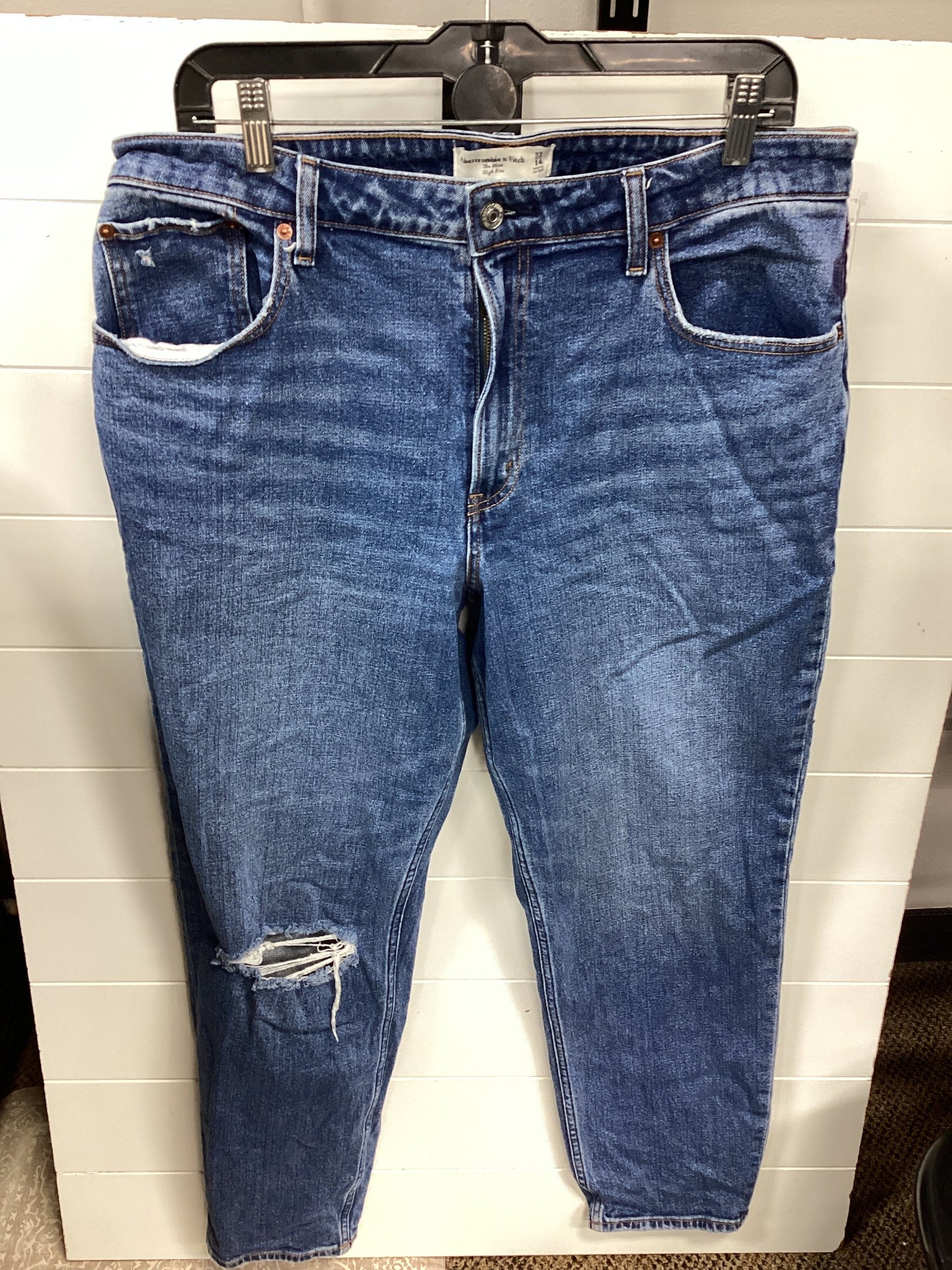 Jeans Straight By Abercrombie And Fitch In Blue Denim, Size:12