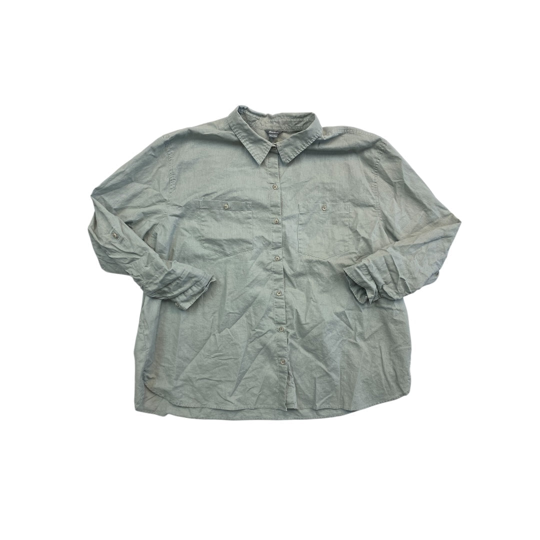Top Ls By Eddie Bauer In Green, Size:2X