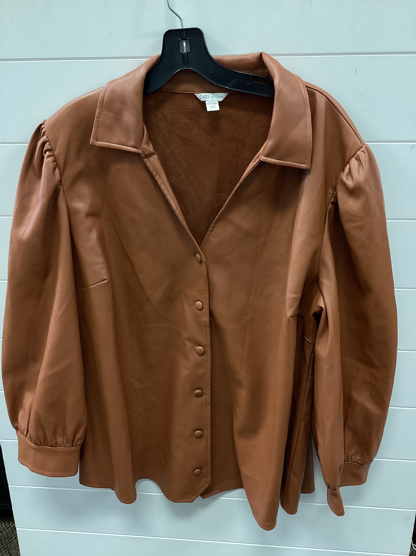 Jacket Moto By Cato In Tan, Size:1X