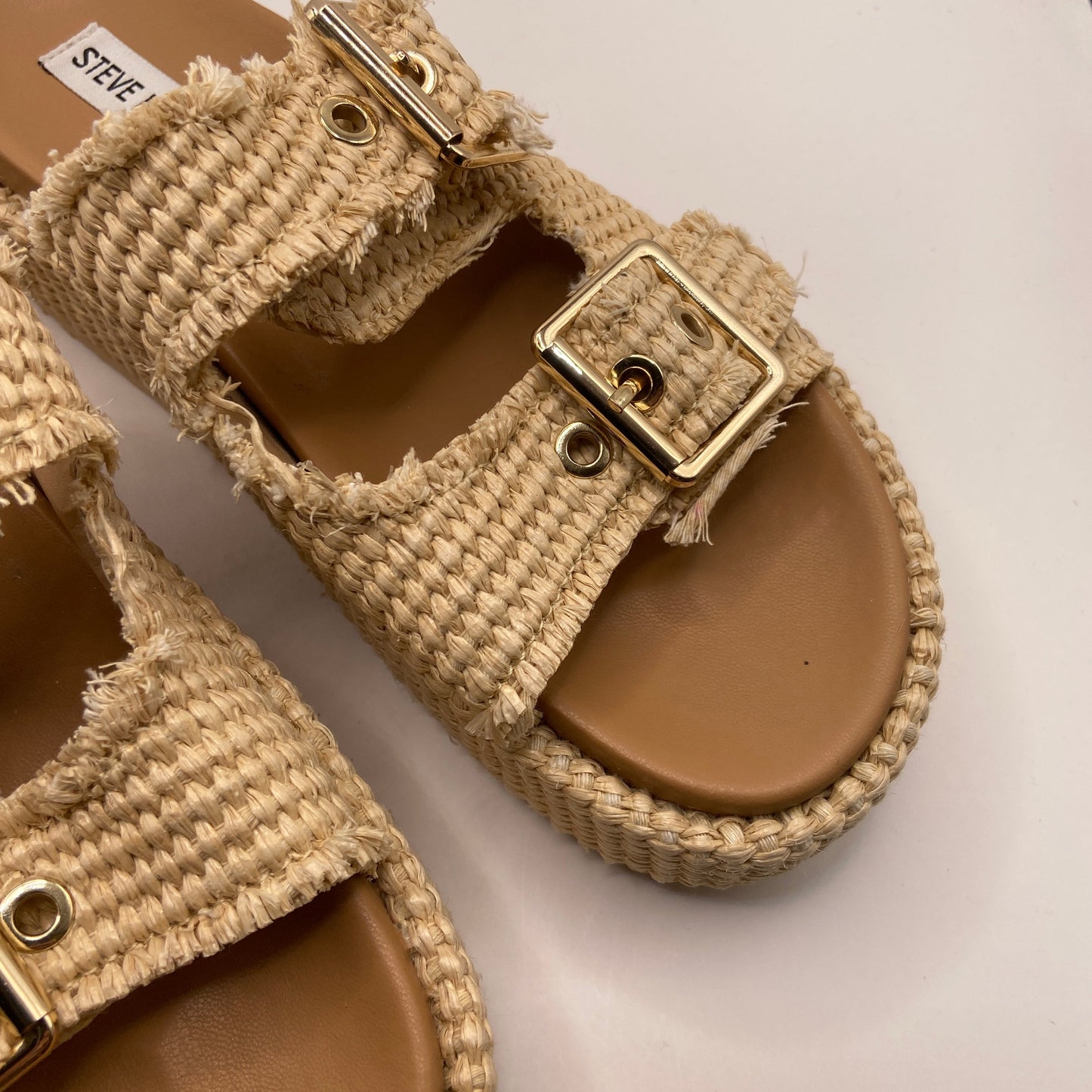 Sandals Heels Platform By Steve Madden In Cream, Size: 7.5