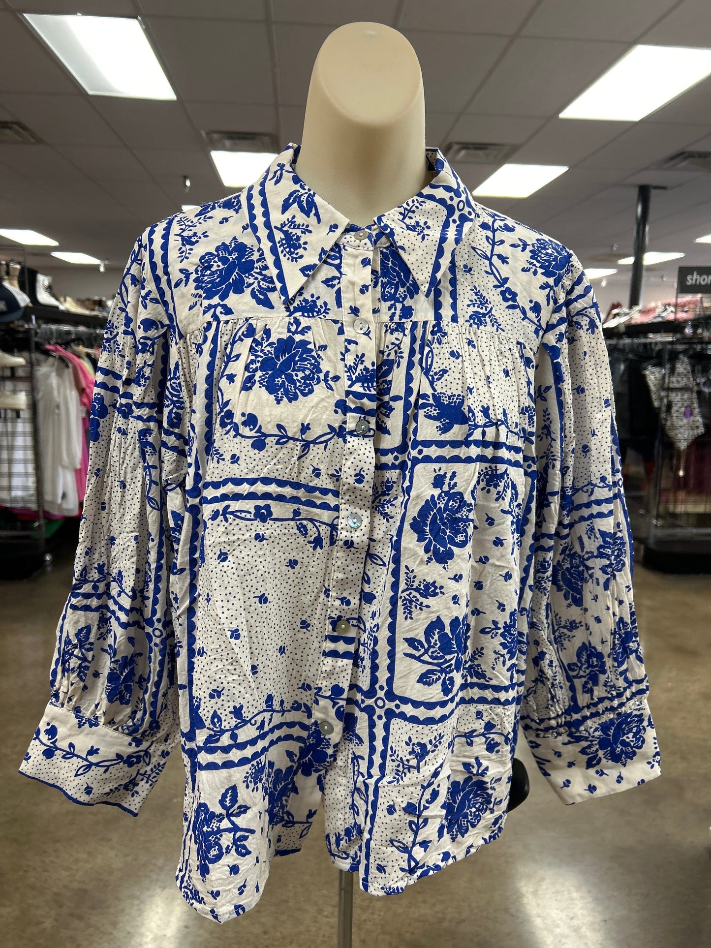 Top Ls By Pinch In Blue & White, Size:M