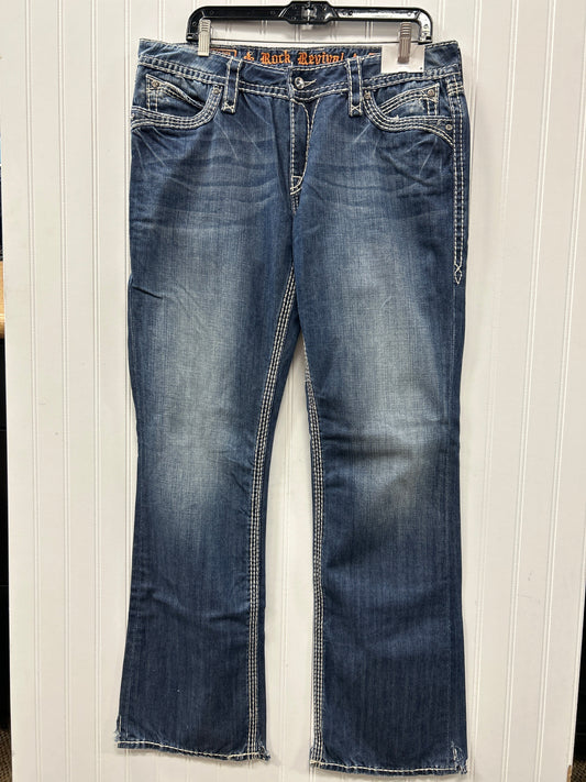 Jeans Boot Cut By Rock Revival In Blue Denim, Size:14