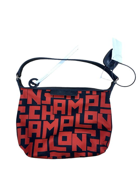 Handbag Designer By Longchamp In Black & Red, Size:Small