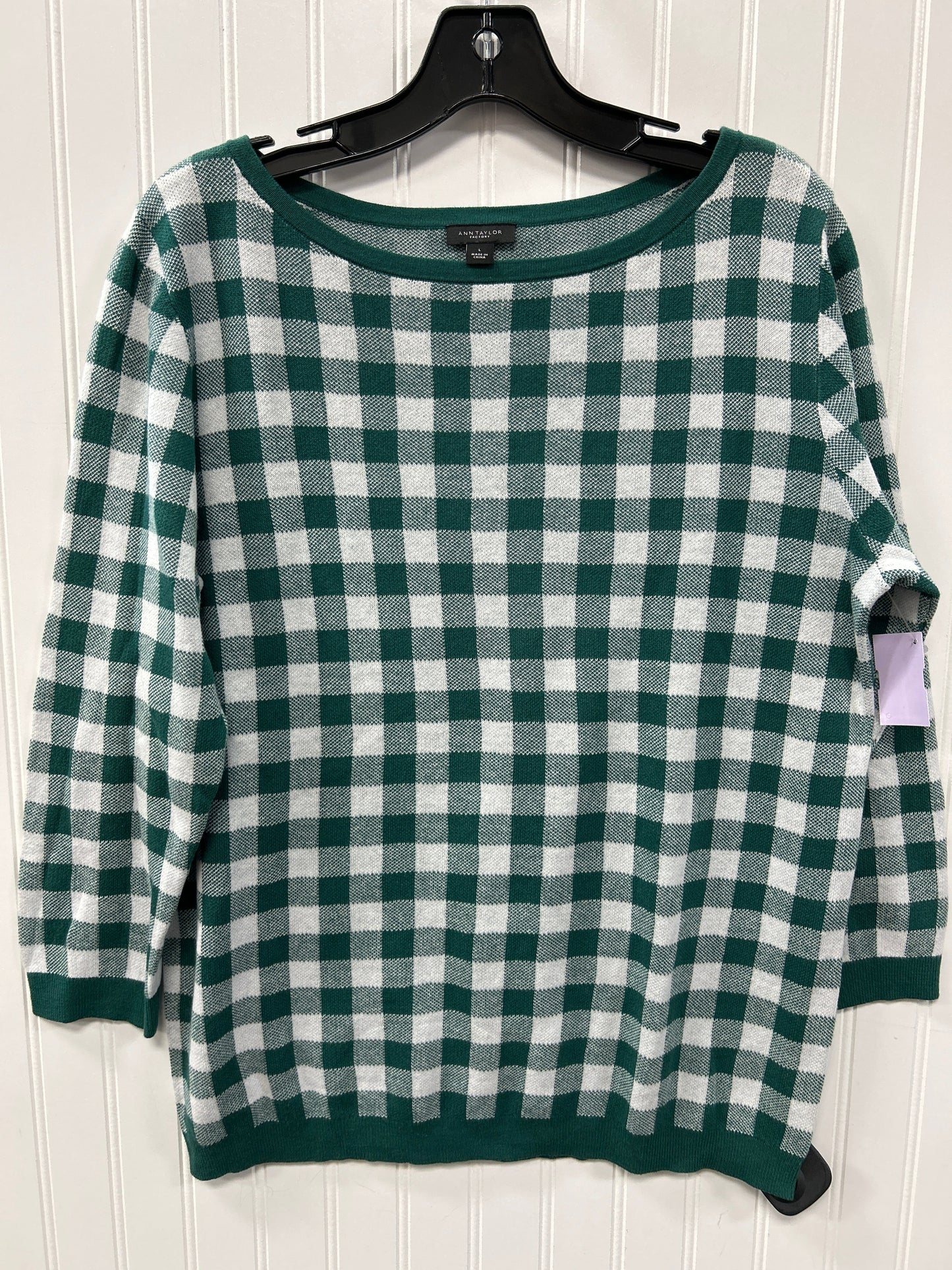 Top Ls By Ann Taylor In Green & White, Size:L