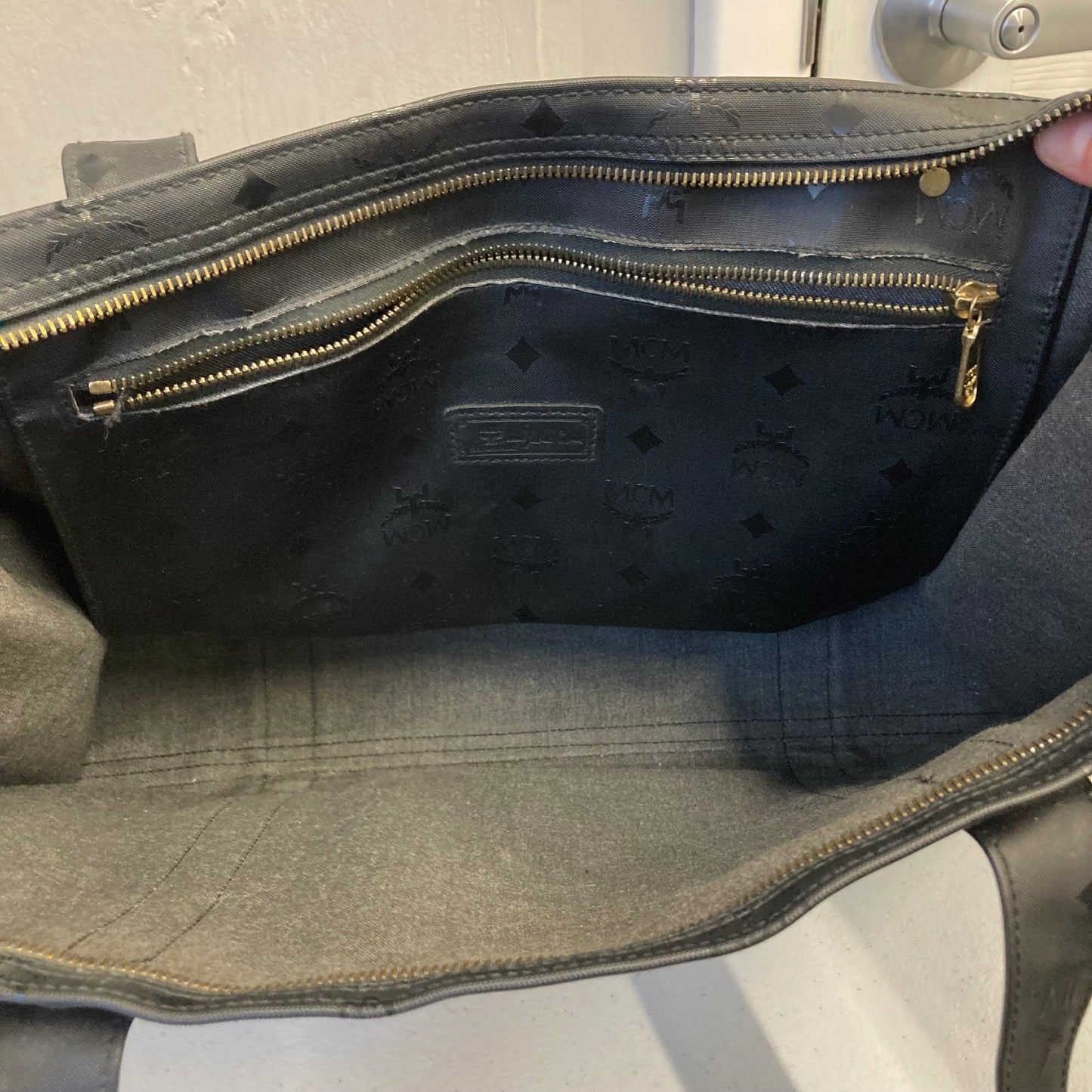 Tote Luxury Designer By Mcm In Black, Size:Large