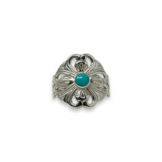 Made in Mexico Sterling Silver & Turquoise Ring By Unbranded, Size: 9