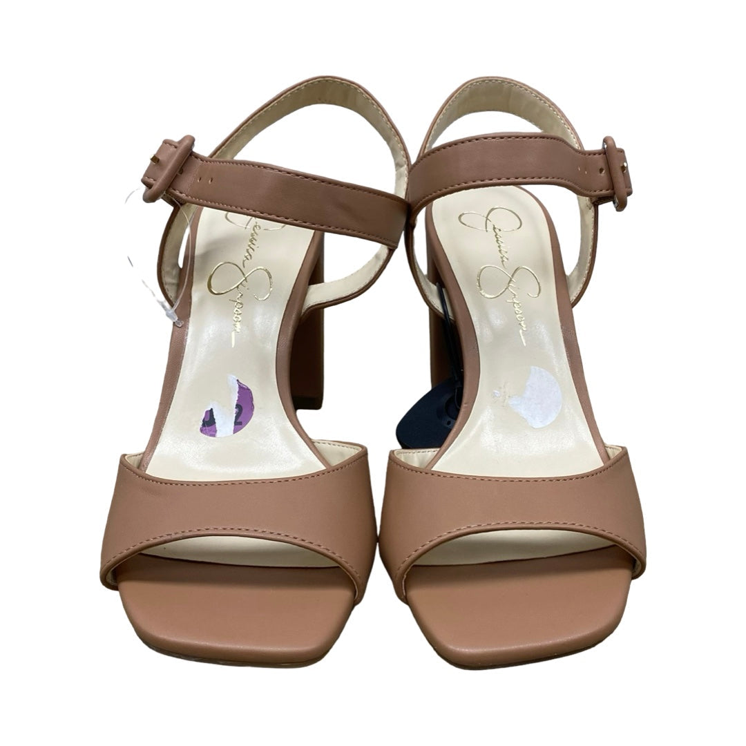 Sandals Heels Block By Jessica Simpson In Brown, Size:8.5