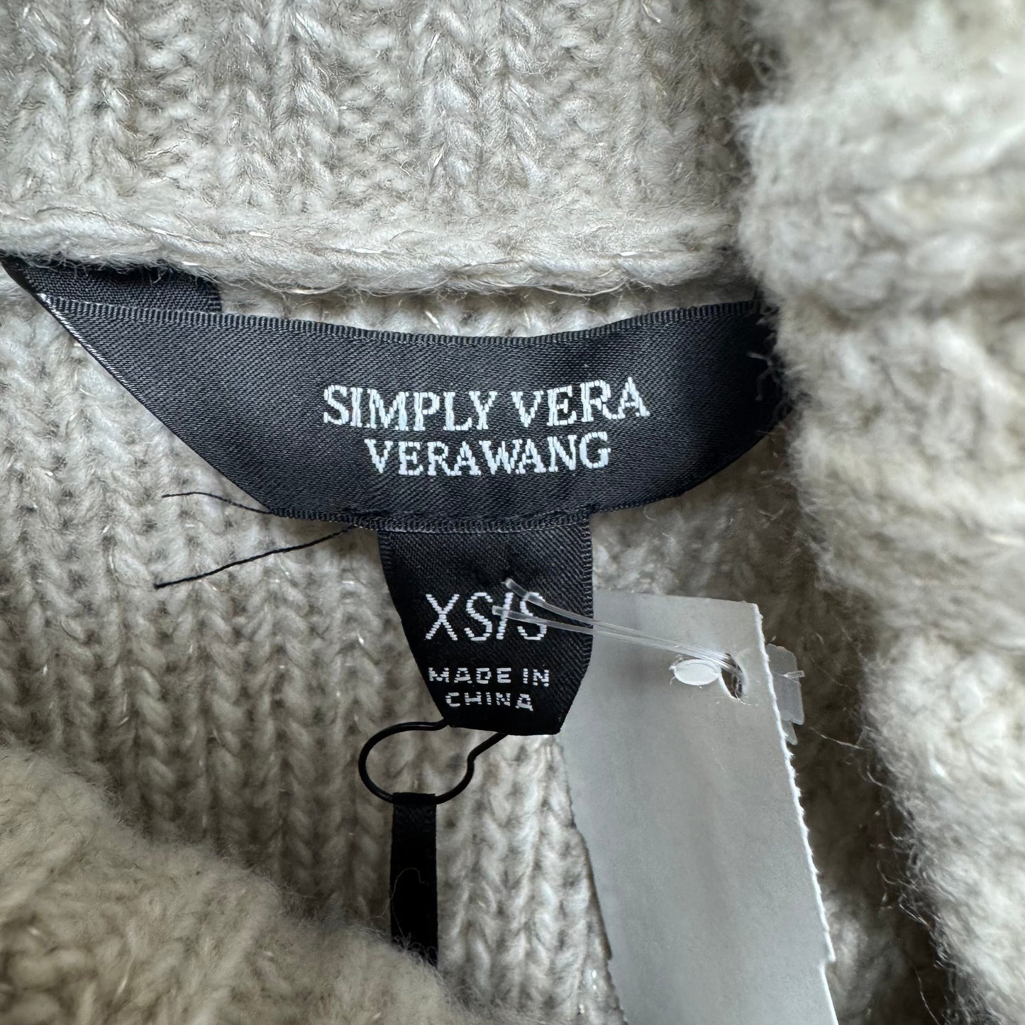 Cable Knit Poncho Sweater By Simply Vera In Beige, Size: XS/S