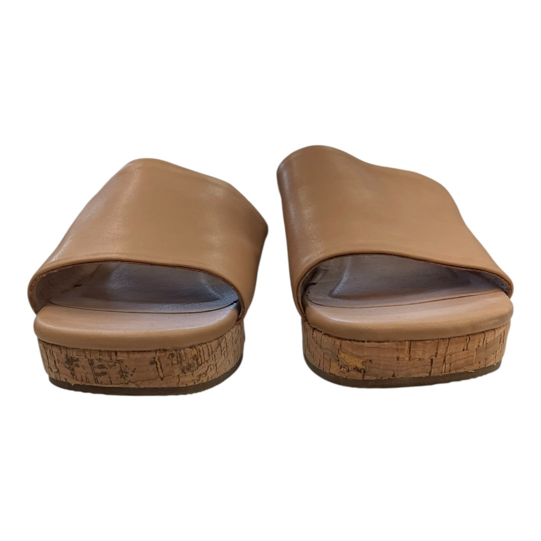 Sandals Heels Block By Cushionaire In Tan, Size:8.5