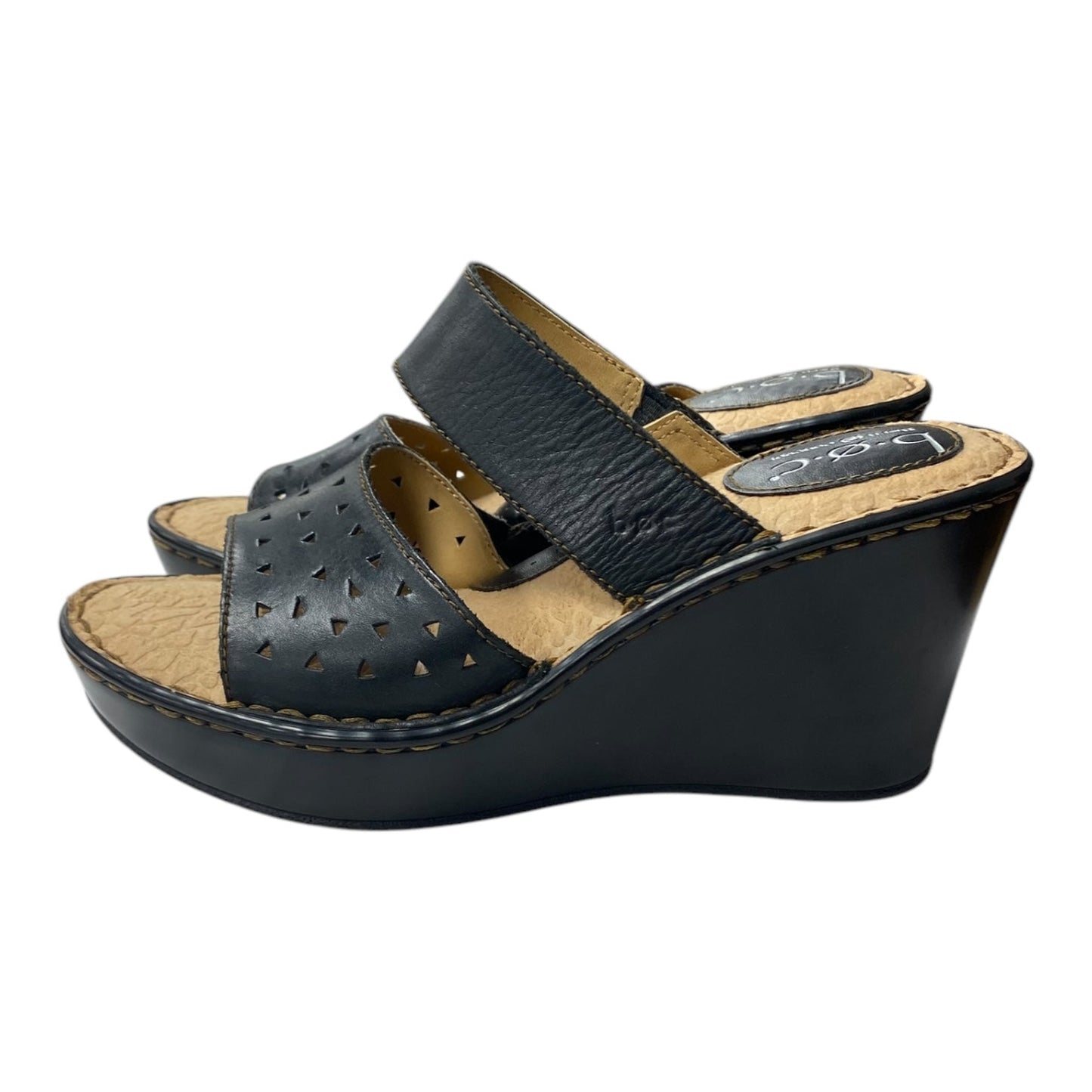 Sandals Heels Wedge By Boc In Black & Brown, Size:8