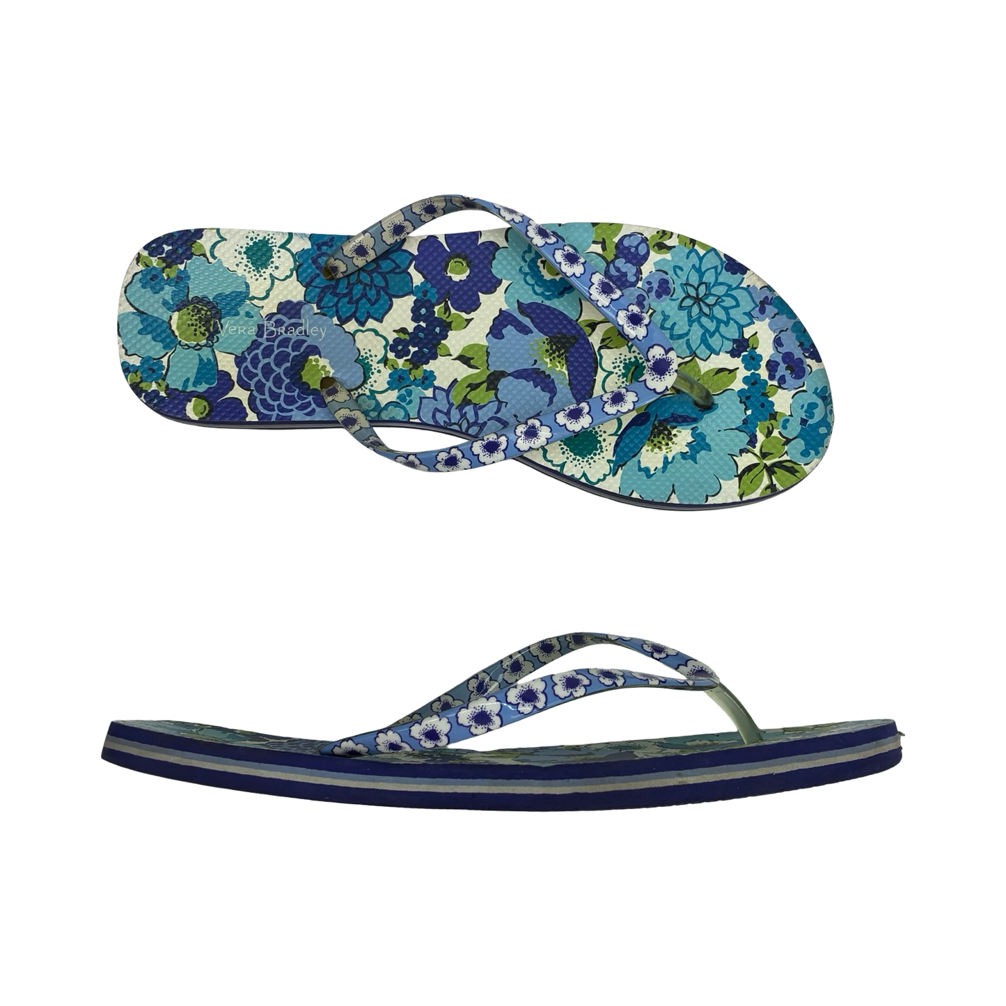 Sandals Flip Flops By Vera Bradley In Blue, Size:9