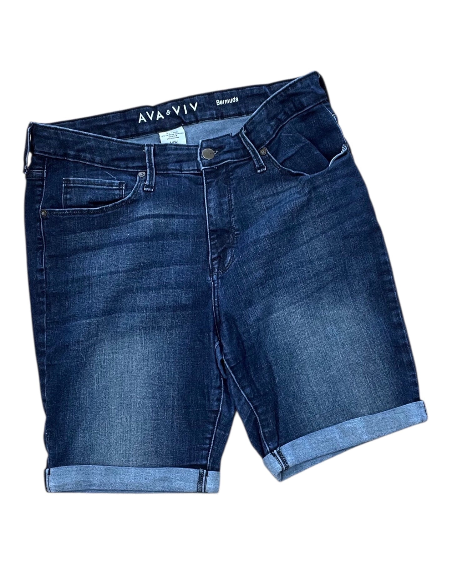 Shorts By Ava & Viv In Blue Denim, Size:14