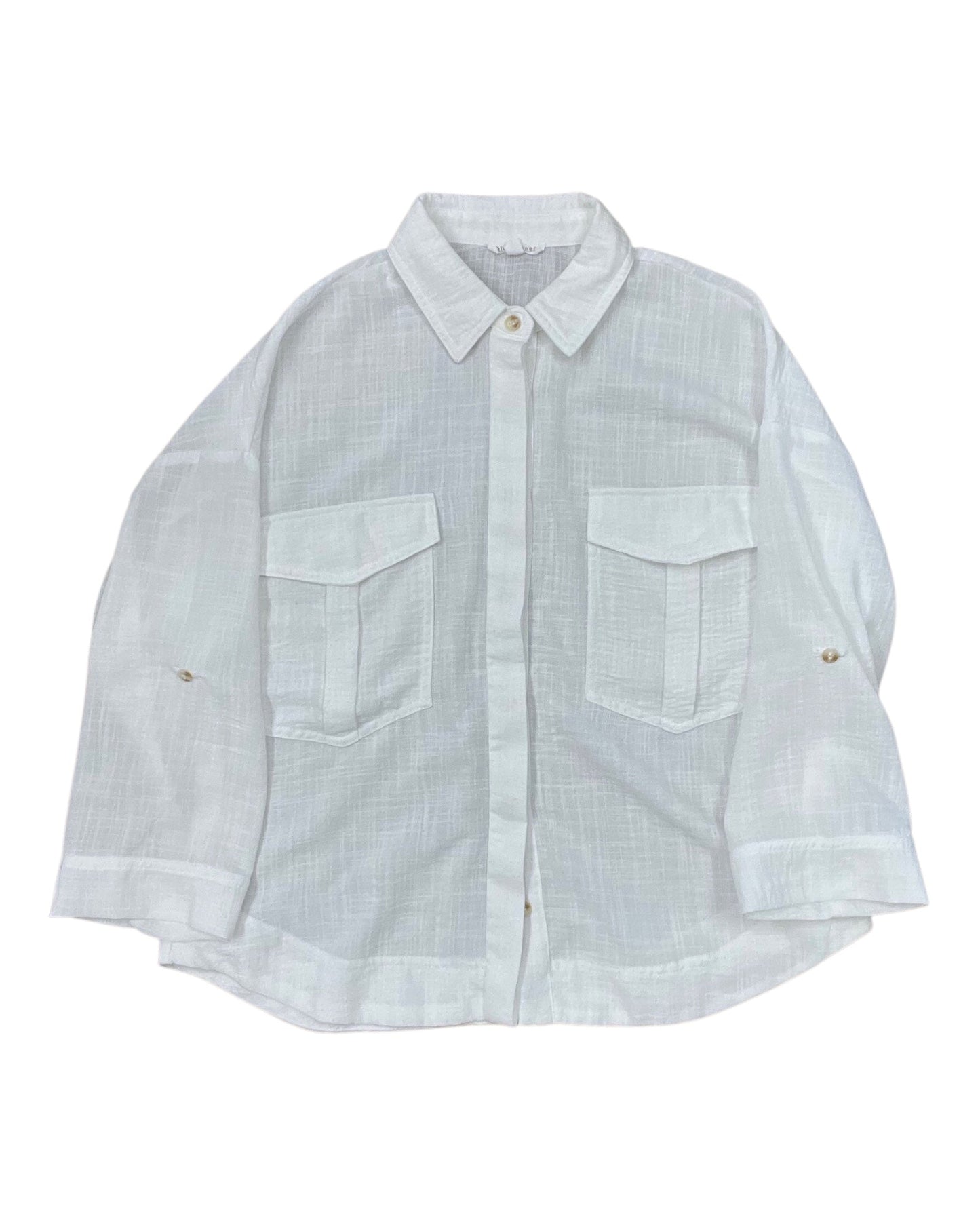 Blouse Ls By Blu Pepper In White, Size:M