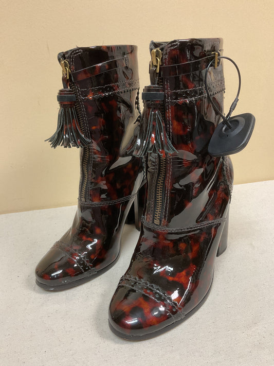 Boots Designer By Tory Burch In Tortoise Shell Print, Size:6