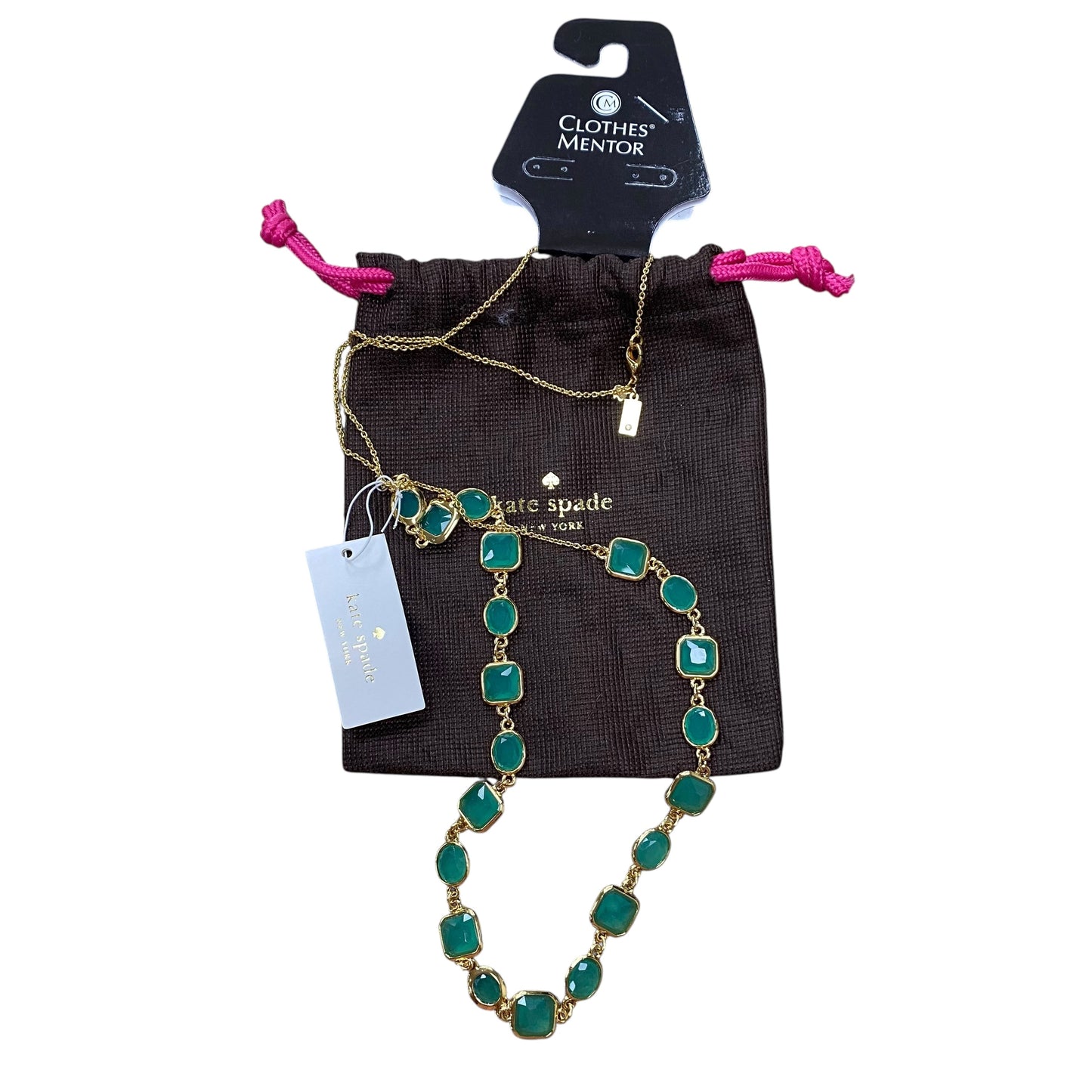 Necklace Designer By Kate Spade In Gold & Green