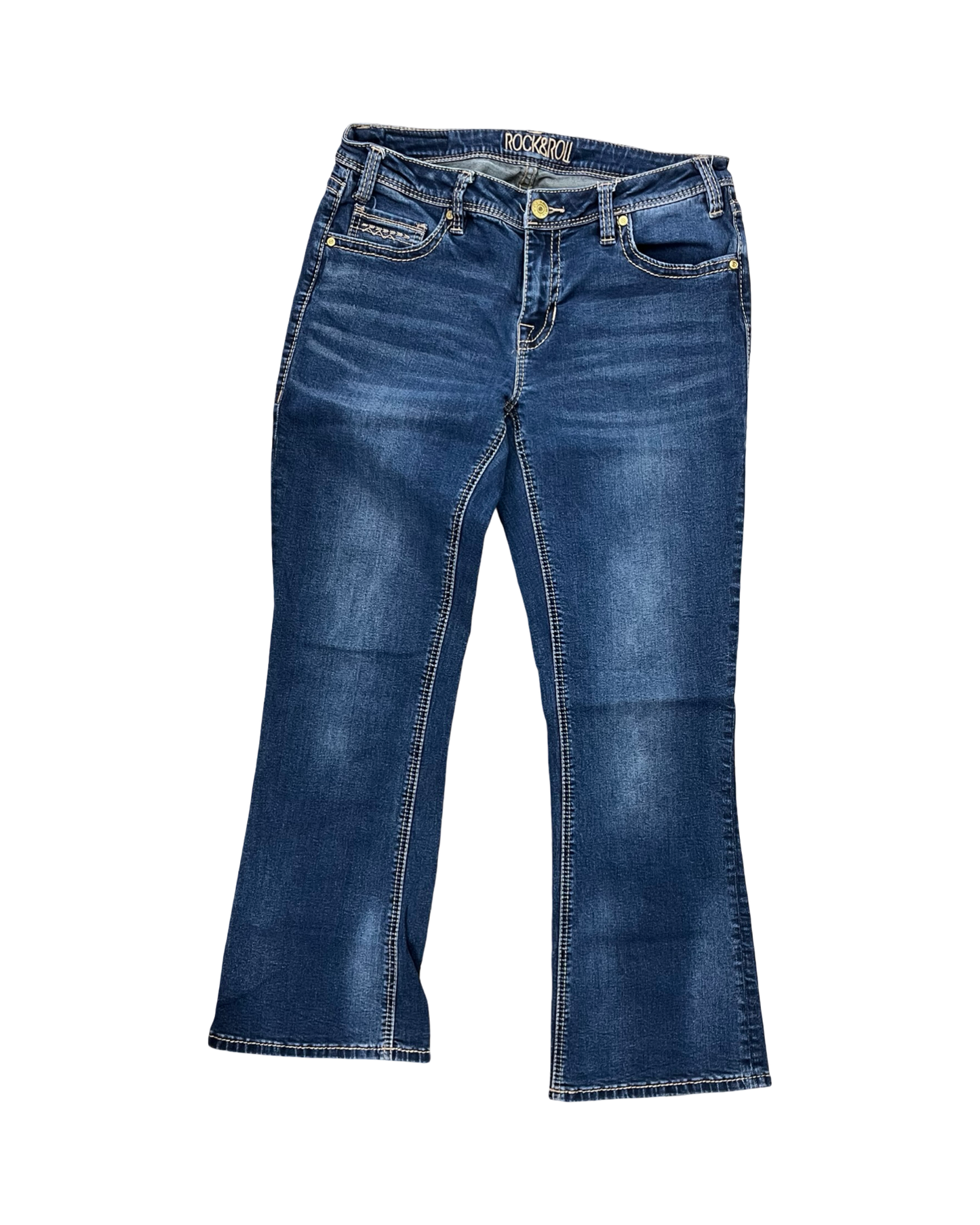 Jeans Boot Cut By Rock & Roll In Blue Denim, Size:8