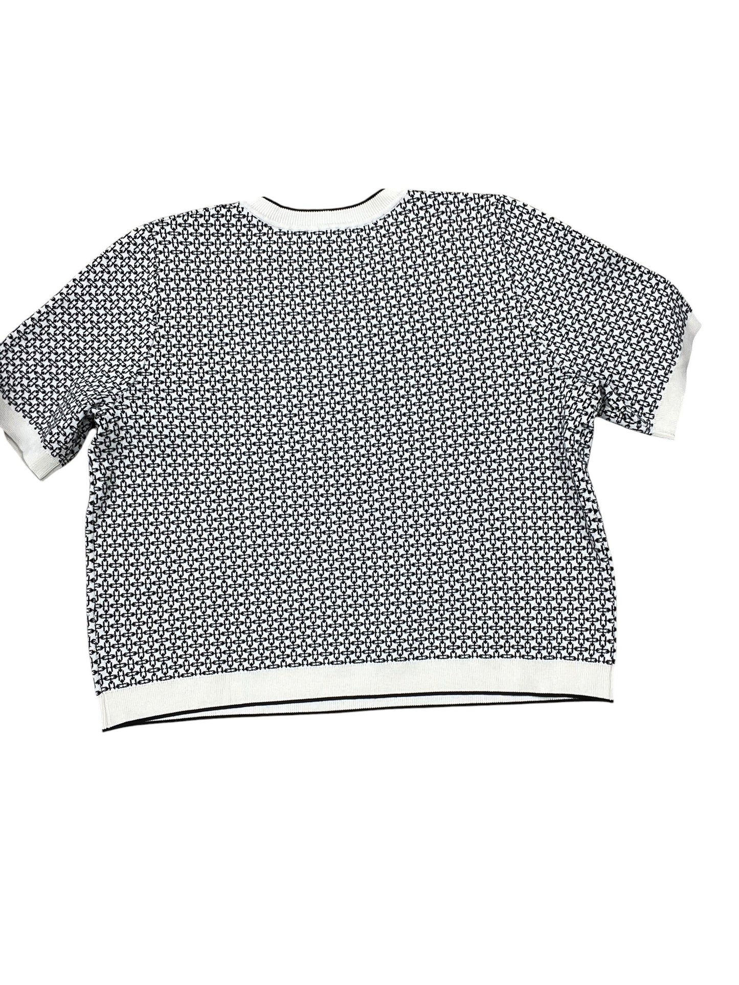 Top Ss By Adrianna Papell In Black & Cream, Size:Xl