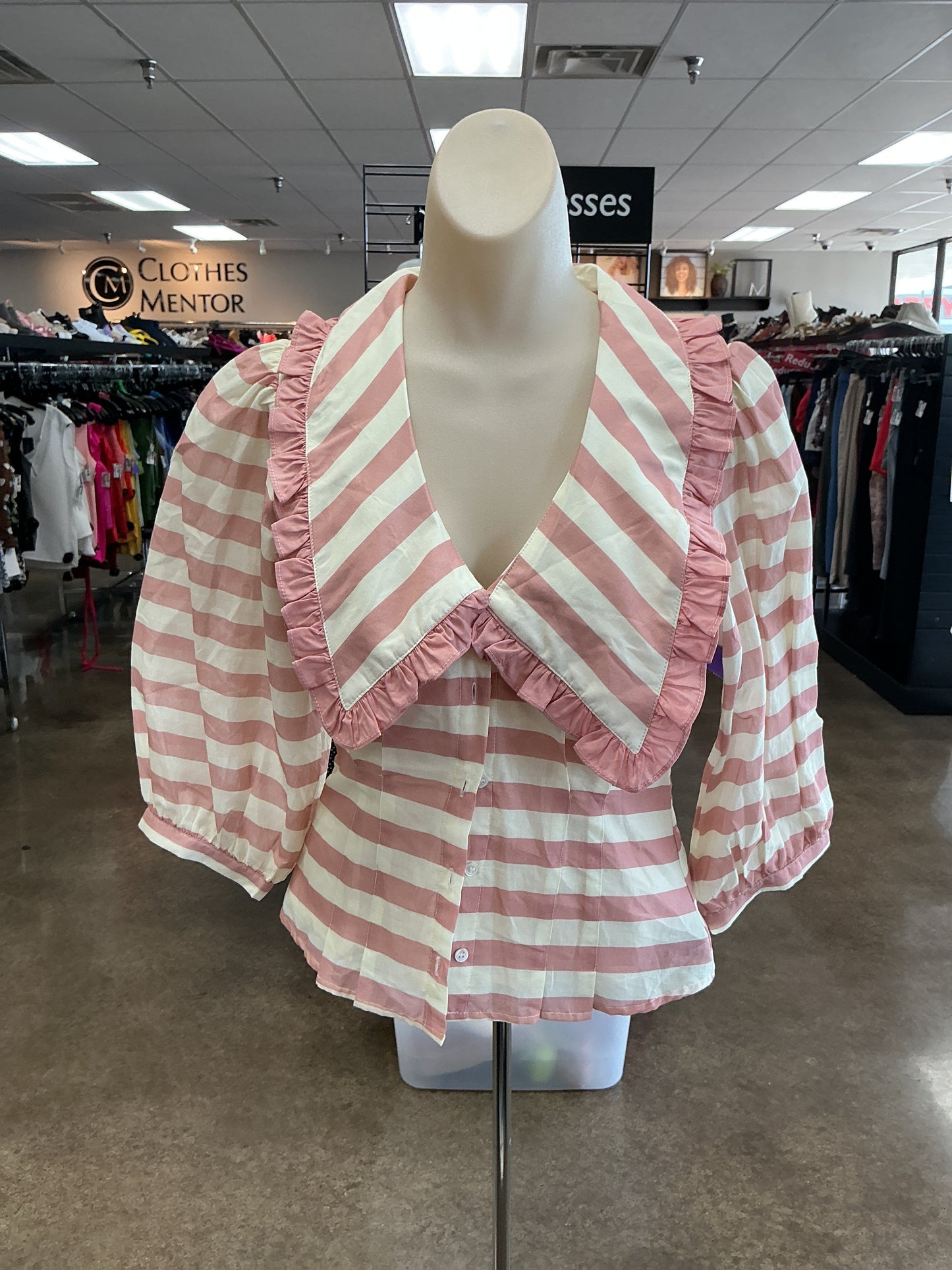 Top 3/4 Sleeve By Sofie the Label In Cream & Pink, Size:L