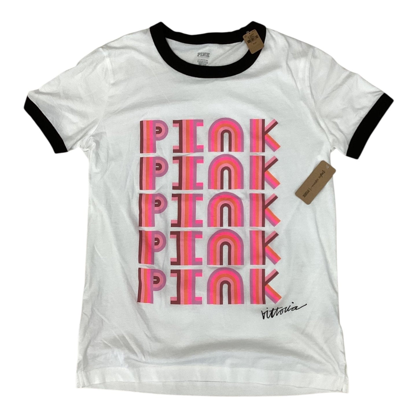 Athletic Top Ss By Pink In White, Size:Sp