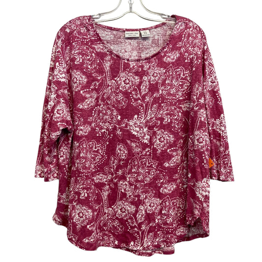 Top 3/4 Sleeve By Rachel Zoe In Pink & White, Size:1X