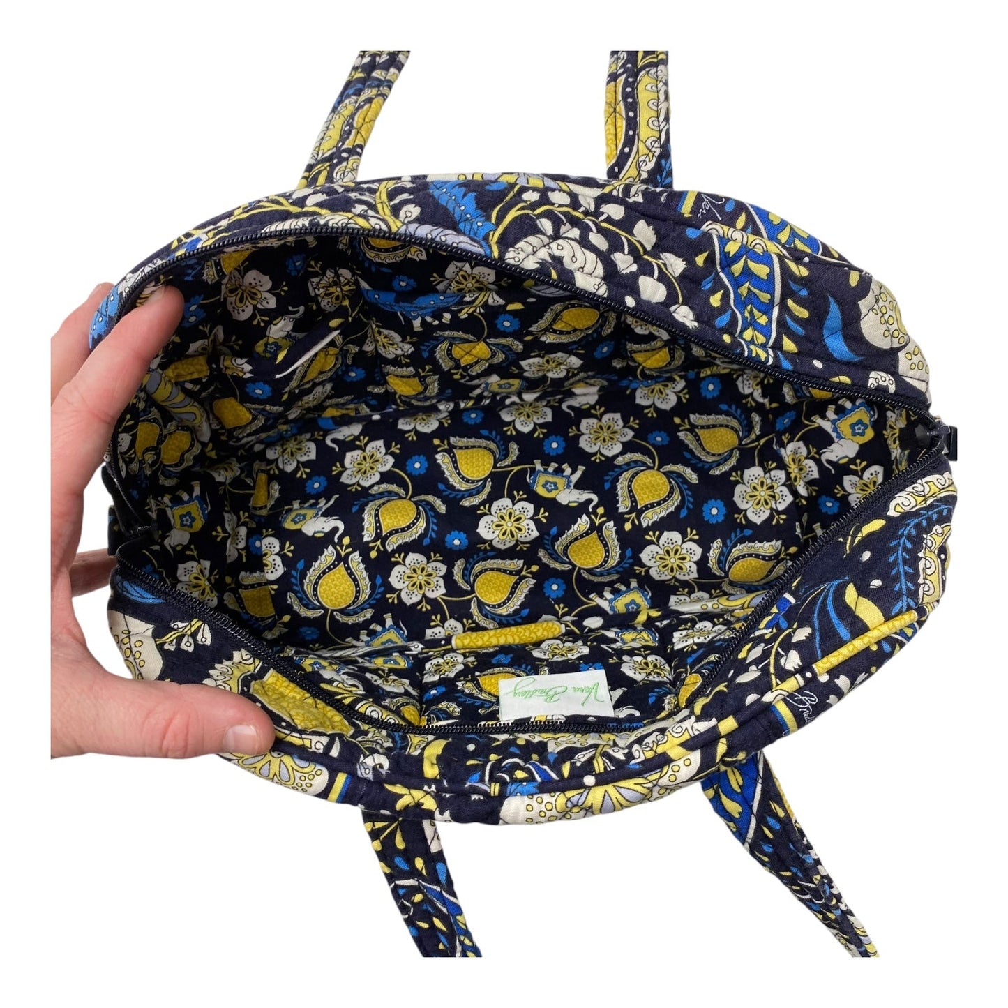 Handbag By Vera Bradley In Blue & Yellow, Size:Medium