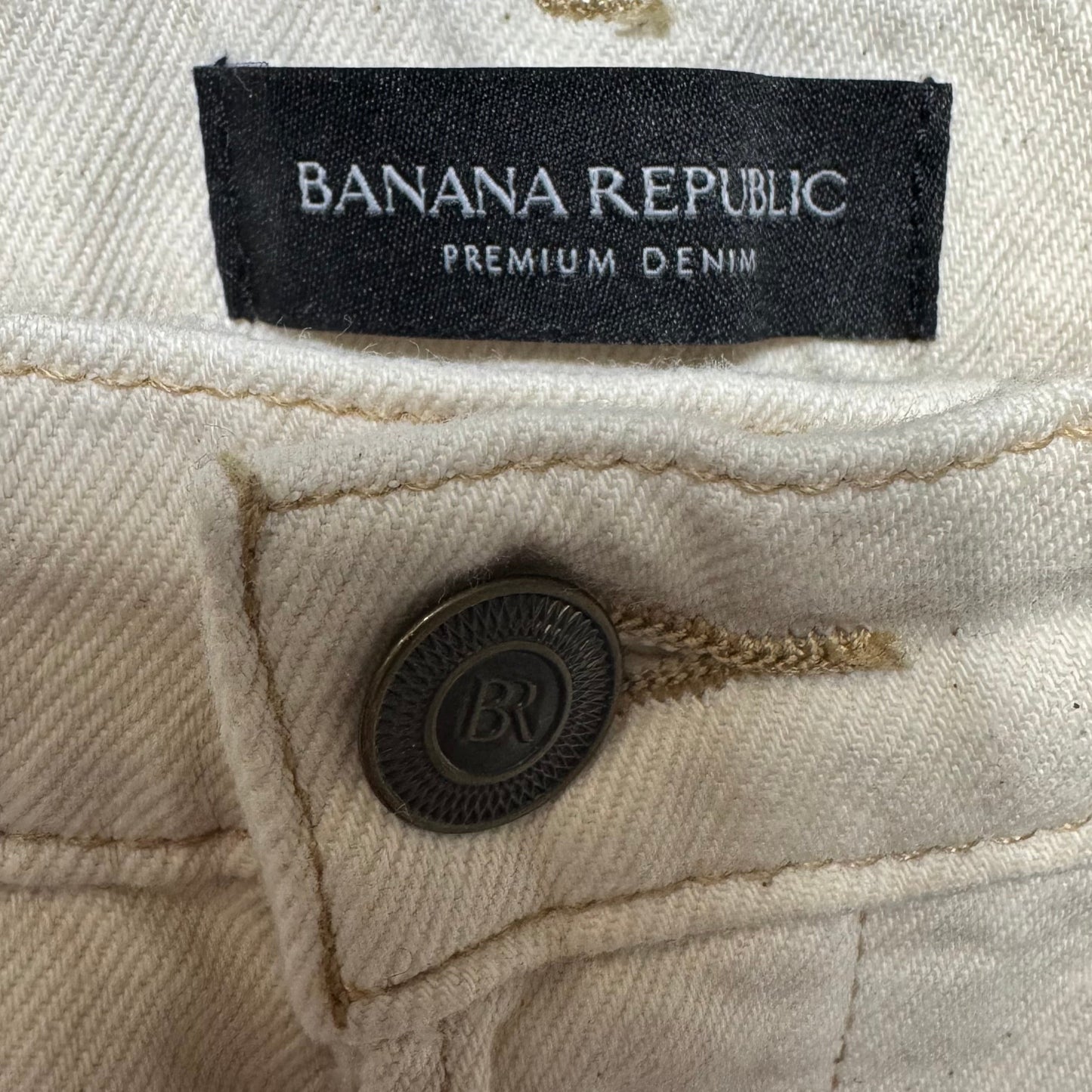 High-Rise Straight Jeans By Banana Republic In Cream, Size: 8/29