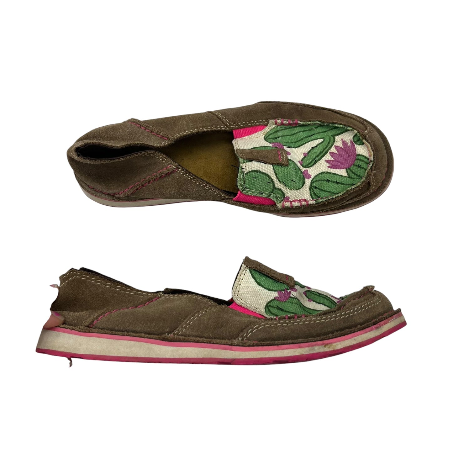 Shoes Flats By Ariat In Brown & Green, Size:7.5