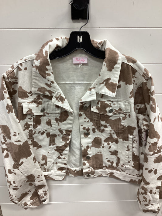 Jacket Denim By Pink Lily In Brown & White, Size:Xl