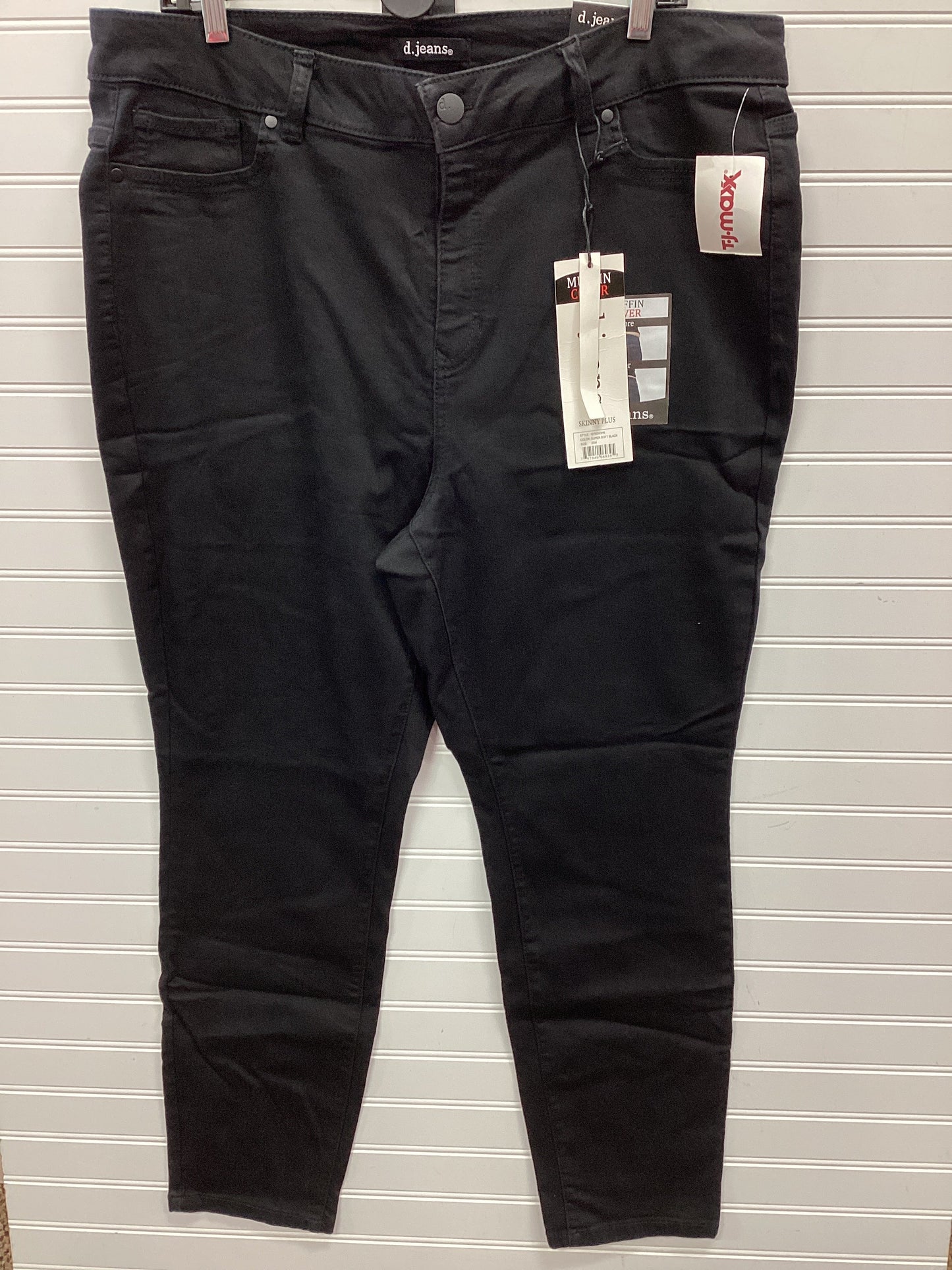 Jeans Skinny By D Jeans In Black Denim, Size:20