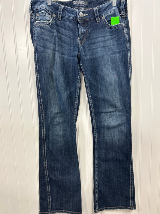 Jeans Boot Cut By Silver In Blue Denim, Size:8