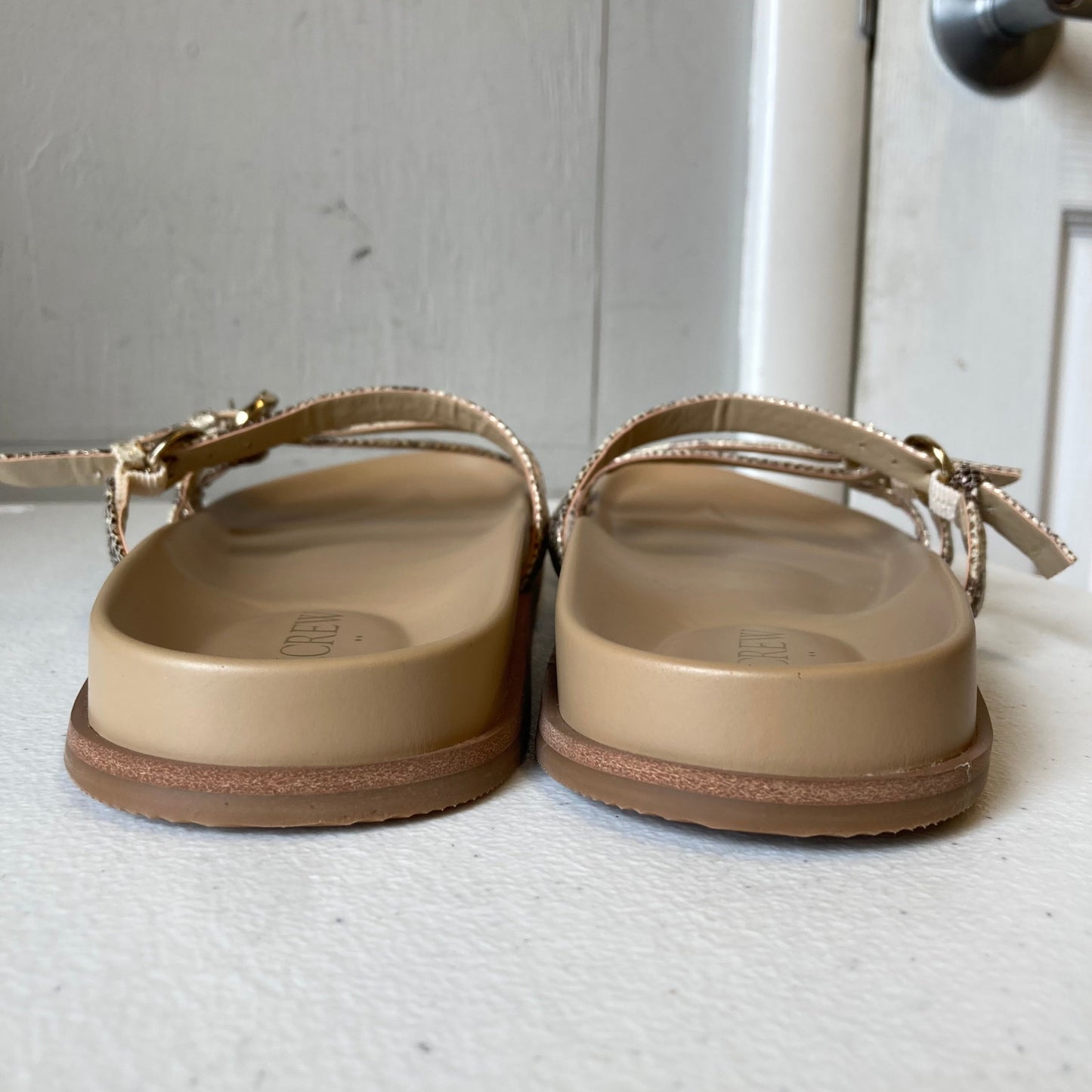 Sandals Flats By J. Crew In Snakeskin Print, Size:8