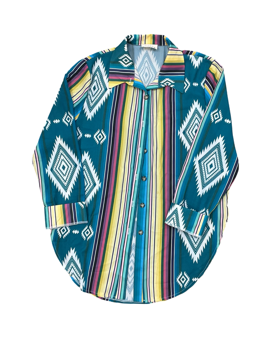 Blouse Ls By Clothes Mentor In Aqua, Size:L