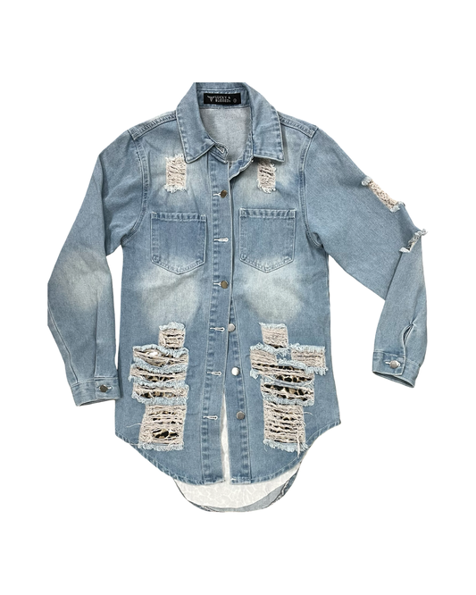 Jacket Denim By Lucky & Blessed In Blue Denim, Size:S