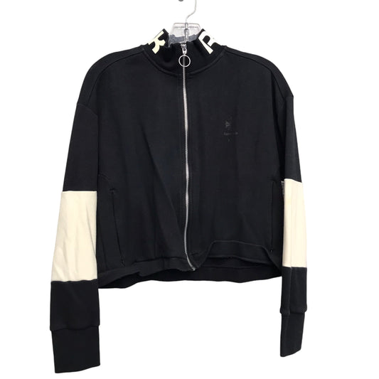 Athletic Jacket By Reebok In Black & Cream, Size:M