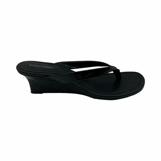 Sandals Heels Kitten By Calvin Klein In Black, Size:7.5