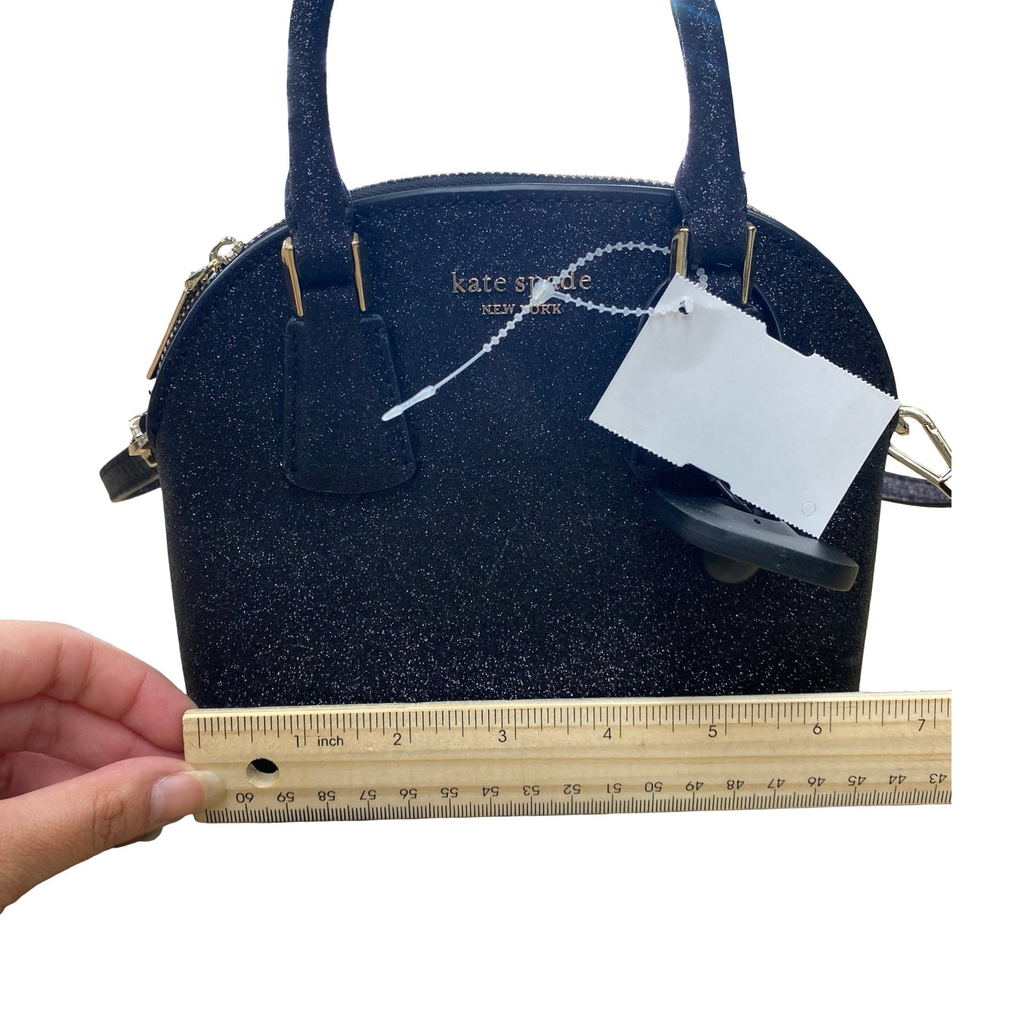 Handbag Designer By Kate Spade In Black & Gold, Size:Small