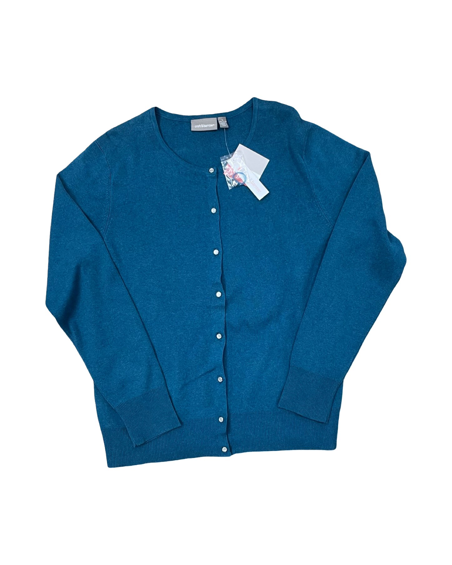 Cardigan By Croft And Barrow In Teal, Size:L
