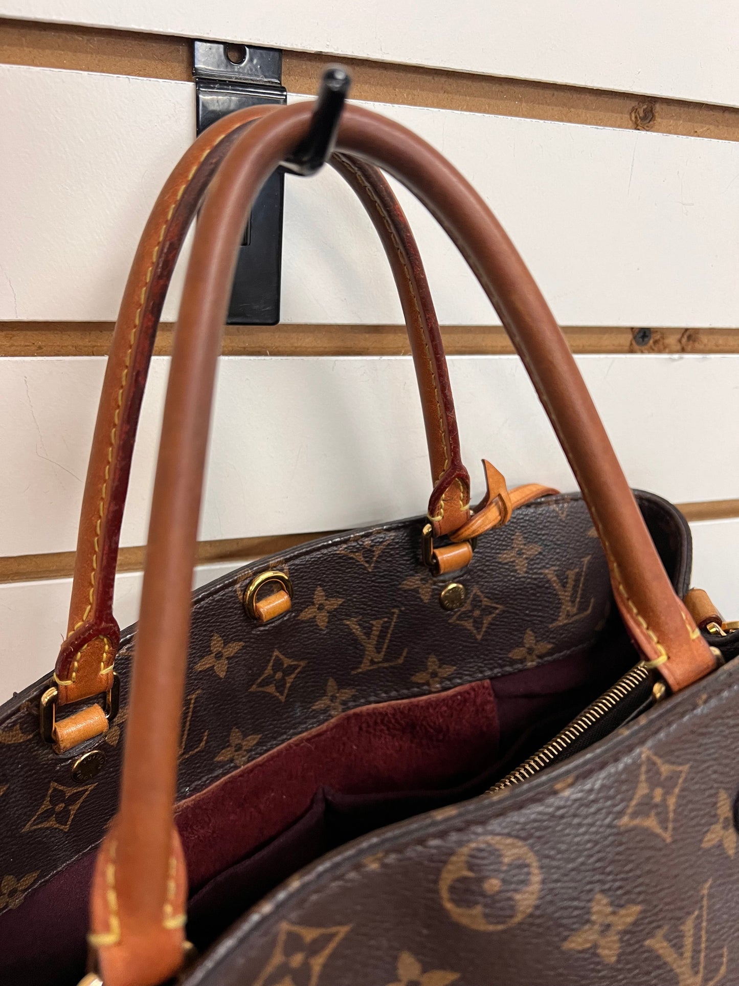 Handbag Luxury Designer By Louis Vuitton In Brown, Size:Large